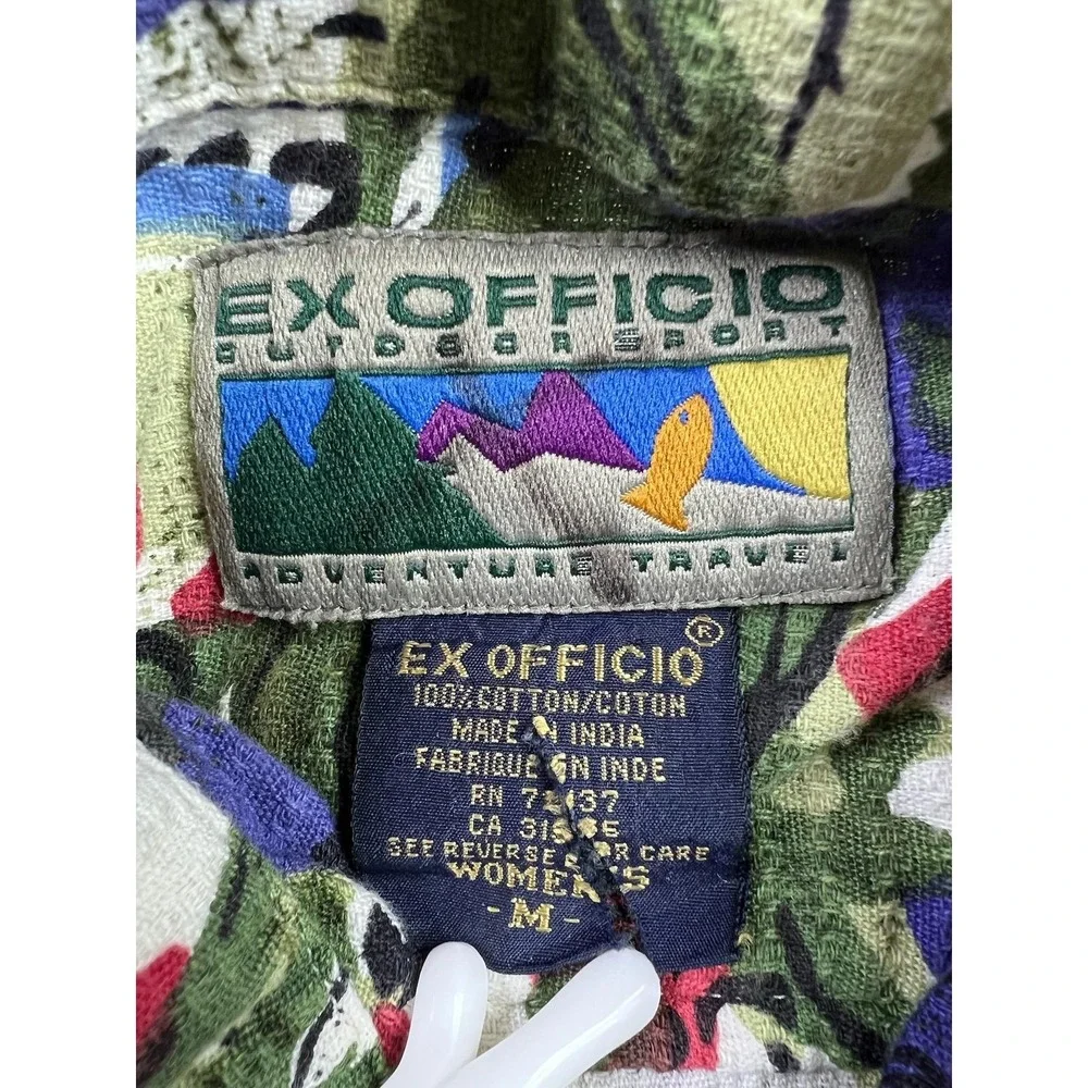 ExOfficio Shirt Womens Medium Multicolor Floral Print‎ S/S Hawaiian Button Up